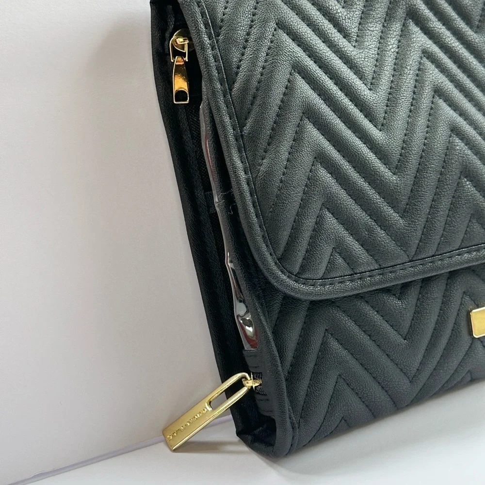 Tartan + Twine Black Quilted Cosmetic Bag
